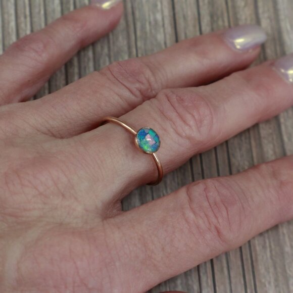 Mosaic Opal Ring 9 Gold Modern Minimalist Elegant Timeless Dainty Boho NWT
